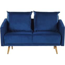 Modernes 2er Retro-Sofa aus Samtstoff in Dunkel Blau Maura