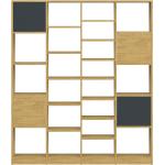Anthrazitfarbene Moderne Pickawood Bücherregale lackiert aus Massivholz mit Schublade Breite 150-200cm, Höhe 200-250cm, Tiefe 0-50cm 
