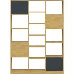 Anthrazitfarbene Moderne Pickawood Bücherregale lackiert aus Massivholz mit Schublade Breite 100-150cm, Höhe 200-250cm, Tiefe 0-50cm 
