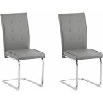 Reduzierte Silberne Gesteppte Moderne Beliani Freischwinger Stühle aus Kunstleder stapelbar Breite 0-50cm, Höhe 100-150cm, Tiefe 50-100cm 2-teilig 