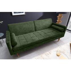 Modernes Schlafsofa COUTURE 196cm grün Microvelours 3-Sitzer Couch Bettfunktion ink. Kissen