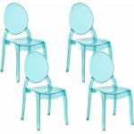 Reduzierte Blaue Moderne Beliani Transparente Stühle aus Kunststoff stapelbar Breite 50-100cm, Höhe 50-100cm, Tiefe 0-50cm 4-teilig 