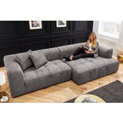 Modernes XXL Ecksofa ZERO GRAVITY 305cm grau Webstoff Ottomane rechts Bigsofa Couch