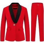 Rote Unifarbene Business Damenhosenanzüge mit Knopf aus Polyester Größe S 2-teilig 