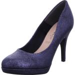 Blaue Elegante Tamaris Runde Pfennigabsatz High Heels & Stiletto-Pumps in Normalweite aus Textil für Damen Größe 39 mit Absatzhöhe über 9cm 
