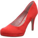 Rote Elegante Tamaris Runde Pfennigabsatz High Heels & Stiletto-Pumps in Normalweite aus Textil für Damen Größe 39 mit Absatzhöhe über 9cm 