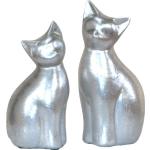 Silberne 25 cm Tierfiguren mit Tiermotiv aus Kunststein 