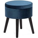 Blaue Moderne Runde Schminkhocker lackiert aus Massivholz mit Stauraum 