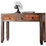 Hellbraune Shabby Chic Möbel Ideal Konsolentische lackiert aus Massivholz mit Schublade Breite 100-150cm, Höhe 50-100cm, Tiefe 0-50cm 