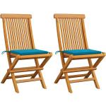 Blaue Teakholz-Gartenstühle aus Massivholz klappbar Breite 0-50cm, Höhe 50-100cm, Tiefe 50-100cm 2-teilig 