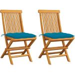 Hellblaue Teakholz-Gartenstühle aus Massivholz klappbar Breite 0-50cm, Höhe 50-100cm, Tiefe 0-50cm 2-teilig 