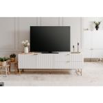 Goldene Moderne TV-Lowboards & Fernsehtische matt aus Holz mit Schublade Breite 150-200cm, Höhe 50-100cm, Tiefe 0-50cm 