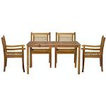 Möbilia 5-tlg. Garten-Sitzgruppe | 1 Tisch, 4 Armlehnstühle | Akazie-Holz natur | 31020021 | Serie GARTEN - beige Holz 31020021