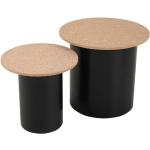 Schwarze Möbilia Runde Beistelltisch Sets aus Kork Breite 0-50cm, Höhe 0-50cm, Tiefe 0-50cm 2-teilig 