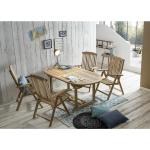 Möbilia Sitzgruppe 5-tlg aus Teak-Holz | 4 Armlehnstühle, 1 Tisch ausziehbar | B 0 x T 0 x H 0 cm | natur | 11020022 | Serie GARTEN - beige wood 11020022