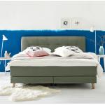 Khakifarbene Mørteens Betten mit Matratze aus Stoff 140x200 