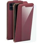 Bordeauxrote Elegante iPhone 11 Hüllen Art: Flip Cases mit Bildern aus Leder klappbar 
