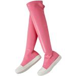 Pinke Runde Damenstiefel aus Gummi rutschfest Größe 44 mit Absatzhöhe bis 3cm 