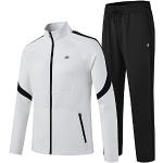 MoFiz Herren Jogginganzug Trainingsanzug Freizeitanzug für Gym Tracksuit mit Reissverschluss Weiß XXL