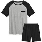Schwarze Pyjamas kurz für Herren Größe 4 XL 2-teilig für den für den Sommer 