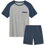 Blaue Pyjamas kurz für Herren Größe 4 XL 2-teilig für den für den Sommer 