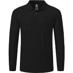 Schwarze Unifarbene Langärmelige Langarm-Poloshirts mit Reißverschluss aus Baumwollmischung für Herren Größe S für den für den Winter 