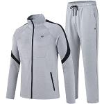 MoFiz Sportbekleidung für Herren Jogginganzug Trainingsanzug Freizeitanzug Tracksuit Outdoor-Aktivitäten Grau L