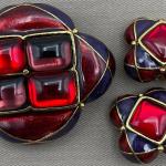 Rubinroter Vintage Indischer Schmuck Glänzender aus Emaille mit Amethyst 