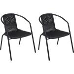Schwarze Mojawo Gartenstühle & Balkonstühle pulverbeschichtet aus Polyrattan stapelbar Breite 50-100cm, Höhe 50-100cm, Tiefe 50-100cm 2-teilig 