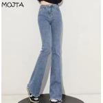 Blaue Jeans-Schlaghosen aus Samt für Damen Größe 6 XL Große Größen 