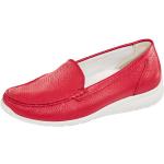 Rote Unifarbene Waldläufer Damenmokassins aus Glattleder mit herausnehmbarem Fußbett mit Absatzhöhe bis 3cm 