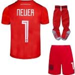 Mokiss Deutschland Neuer Kinder Torwart Trikot Fußball #1, Neu Saison, Shorts Socken Torwarttrikot (Rot,30)