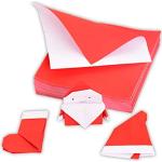 Rotes Origami Papier mit Weihnachts-Motiv 100-teilig 