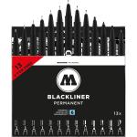 MOLOTOW Fineliner Blackliner 0.05 + 0.1 + 0.2 + 0.3 + 0.4 + 0.5 + 0.9 + 1.0 mm Schwarz 13 Set