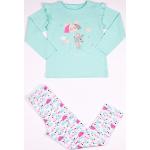Reduzierte Türkise Kinderschlafanzüge & Kinderpyjamas mit Volants aus Baumwolle für Mädchen Größe 104 