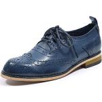 Blaue Business Hochzeitsschuhe & Oxford Schuhe mit Schnürsenkel aus Leder für Damen Größe 37,5 mit Absatzhöhe bis 3cm 