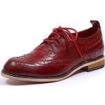 Rote Business Derby Schuhe mit Schnürsenkel aus Leder für Damen Größe 38 mit Absatzhöhe bis 3cm 