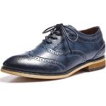 Blaue Business Hochzeitsschuhe & Oxford Schuhe mit Schnürsenkel aus Leder für Damen Größe 38 