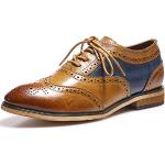 Braune Business Derby Schuhe mit Schnürsenkel aus Leder für Damen Größe 39 