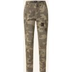 Khakifarbene Camouflage Monari Slim Fit Jeans aus Baumwolle für Damen Größe L 