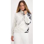 Hellbraune Monari Stehkragen Strickpullover mit Strass aus Baumwolle für Damen Größe XS 