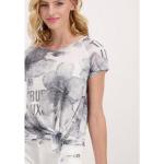 Graue Kurzärmelige Monari T-Shirts mit Glitzer für Damen Größe XS 