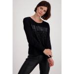 Schwarze Unifarbene Langärmelige Monari Basic-Shirts für Damen für den für den Frühling 