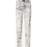 Reduzierte Hellgraue Camouflage Monari Skinny Jeans mit Reißverschluss aus Baumwolle für Damen Größe S 