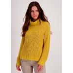 Gelbe Unifarbene Monari Rollkragen Strickpullover aus Baumwolle für Damen Größe M 