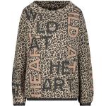 Reduzierte Kamelbraune Animal-Print Casual Langärmelige Monari Rundhals-Ausschnitt Damensweatshirts aus Baumwolle mit Kapuze Größe L für den für den Herbst 