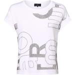 Weiße Monari Rundhals-Ausschnitt T-Shirts mit Strass aus Jersey für Damen Größe L 