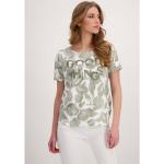 Khakifarbene Blumenmuster Halblangärmelige Monari Rundhals-Ausschnitt T-Shirts mit Glitzer für Damen Größe XS 