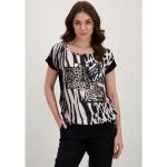 Schwarze Animal-Print Kurzärmelige Monari Rundhals-Ausschnitt T-Shirts mit Strass aus Viskose für Damen 