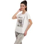 Reduzierte Weiße Kurzärmelige Monari T-Shirts mit Strass für Damen Größe XL 